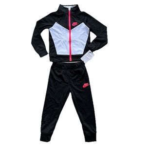 Nike Futura Tricot Tracksuit 2PC Set Jacket/Pants Black Girls Size 4 XS 3-4YRS